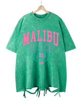 The Malibu Retro Tee: Sun-Washed Cotton Graphic T-Shirt with Vintage Lettering