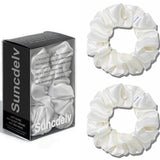 Das „Silk-Glow“-Duo: 2er-Set reine 22 Momme natürliche Seidenhaargummis