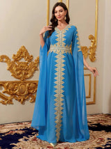 Eid Party Dress for Women – Luxury Abaya Muslim Maxi – Long Sleeve Ramadan Caftan Robe