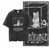 Säuregewaschenes Katzen-Grafik-T-Shirt | Unisex Exklusives Streetwear T-Shirt