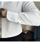 Herren Luxus Hemd mit großem Kragen – Hochwertiges, einfarbiges Slim Fit Hemd
