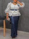 Luxury African Bodycon Maxi Dress – Elegant Puff Sleeve Evening Gown