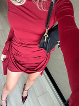 Floral Fashion Pleated Mini Dress for Women – Slim High Waist Solid Casual Sexy Dress