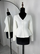 Der „Lotusblatt“-Rüschen-Cardigan | Elegante Langarm-V-Ausschnitt-Bluse