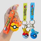Pokémon Pokéball Schlüsselanhänger-Set mit Figuren – Pikachu, Evoli & Glumanda Schlüsselanhänger