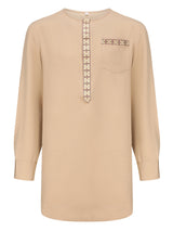 Men’s Brown African Ethnic Suit | 2-Piece Long Sleeve Embroidered Kaftan Top & Trousers