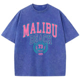 The Malibu Retro Tee: Sun-Washed Cotton Graphic T-Shirt with Vintage Lettering