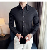 Herren Luxus Hemd mit großem Kragen – Hochwertiges, einfarbiges Slim Fit Hemd