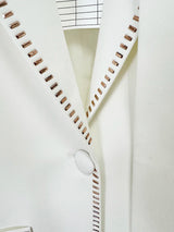 Damen Blazer mit Gürtel und einem Knopf & maßgeschneiderte Hose Perlenanzug-Set
