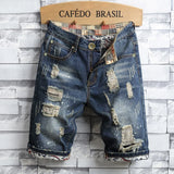Men’s Ripped Hole Denim Shorts – Summer Thin Cotton Short Jeans