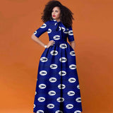 African Ankara Maxi Dress for Women | Half Sleeve High Waist Traditional Print Dress