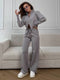 Women’s 2-Piece Ribbed Knit Lounge Set – Trendy Slim Fit Cardigan & Wide Leg Trousers