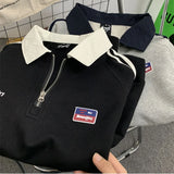 Men's American Style Oversized Sweatshirt – Half-Zip Lapel Collar Pullover