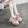 Women’s Pink Retro Punk Metal Decor Platform Ankle Boots