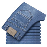 Herren Graublaue Ausgefranste Dünne Jeans | Klassischer Stil Business Fashion Denim
