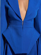 Elegante Zweiteilige Slim-Fit Peplum-Jacke & Hochtaillierte Hose mit Weitem Bein für Damen
