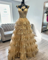 Puffärmeliges, schulterfreies Abendkleid | Mehrlagiges Tüll-Sweetheart-Ballkleid