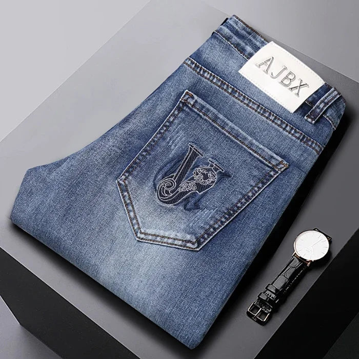 European Luxury Men’s Slim Fit Jeans | High-End Trendy Casual Denim