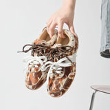 Women’s Genuine Leather & Horse Hair Sneakers – Luxury Lace-Up Flat Shoes