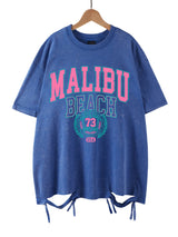 The Malibu Retro Tee: Sun-Washed Cotton Graphic T-Shirt with Vintage Lettering