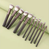 The "Artisan-Touch" 11-Piece Set: Solid Wood Makeup Brush Collection with Travel Bag