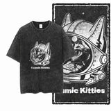 Säuregewaschenes Katzen-Grafik-T-Shirt | Unisex Exklusives Streetwear T-Shirt