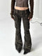 Black Dual-Button Low-Rise Cargo Pants | Women’s Grunge Flare Jeans