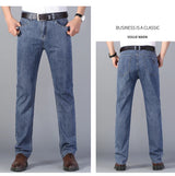 Sommer Elastisch Herren Jeans | Mode Business Straight Stretch Denim