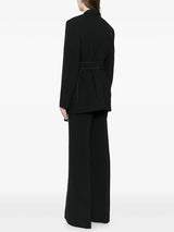 Designer Contrast Stitching Suit Set | Women’s Belted Blazer & Tailored Pants