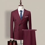 Herren 3-teiliger High-End Anzug – Slim Fit Business-Anzug unifarben