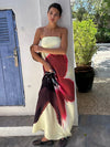 Women’s Sexy Strapless Floral Maxi Dress – Backless Summer Vacation Dress with Belt