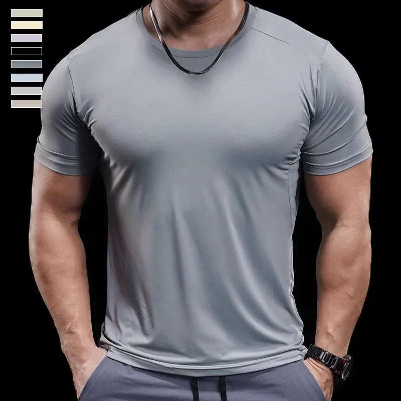 Men’s High-Elastic Running T-Shirt | Quick-Drying Gym Fitness Training Top