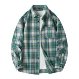 Men’s Plaid Flannel Oversized Business Male Dress Shirt– Spring Autumn Long Sleeve Casual Shirt