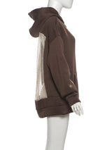 Sexy Backless Hooded Sweatshirt – Glitter Mesh Patchwork Pullover, Autumn Chic Harajuku Streetwear