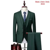 Herren 3-teiliger High-End Anzug – Slim Fit Business-Anzug unifarben