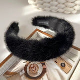 Furry Wide Hair Band and Temperament Elegant Hair Hoop