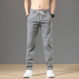 Men’s Classic Cotton Autumn Pants – Elastic Drawstring Waist Jogging Trousers