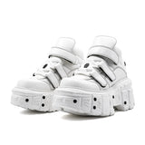 Women’s Punk New Rock Gothic White Platform Ankle Boots