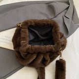 Damen weiche Kunstfell-Cloud-Bag – faltige kleine Umhängetasche