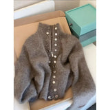 Damen Verdickter Stehkragen Pullovermantel – Herbst Winter Faulenzer-Stil Strickjacke
