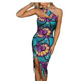 Afrikanisches ärmelloses sexy Club-Damenkleid mit Ankara-Print und Trägern