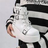 Women’s Waterproof Wedge Gothic Vampire Platform Mid-Calf Boots
