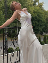 Women’s Luxury Lace Evening Dress – Sexy Sleeveless Backless Party Gown