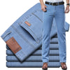Classic Men's Straight Jeans | Streetwear Soft Black & Blue Denim Pants