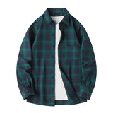 Men’s Plaid Flannel Oversized Business Male Dress Shirt– Spring Autumn Long Sleeve Casual Shirt