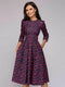 Women’s Vintage Pleated Tunic Print Dress – Elegant A-Line Party Dress
