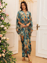 The "Mosaic" Gala Abaya – Signature Printed V-Neck Party Jalabiya – Boutique Ramadan Print Kaftan