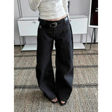 Women’s Y2K Baggy Denim Trousers | Vintage Washed High-Waist Black Jeans
