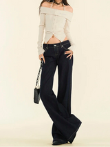 Damen Retro High-Waist Jeans | Streetwear Straight-Leg Denim-Hose