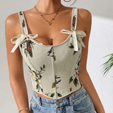 The "Versailles" Retro Floral Corset | French Style Double Strap Bra Top